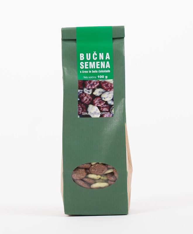 Bučna semena s črno in belo čokolado (100g)