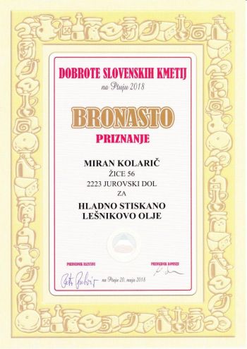 2018-bronasto-priznanje-hladno-stiskano-lesnikovo-olje
