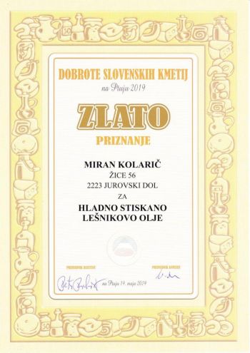 2019-zlato-priznanje-hladno-stiskano-lesnikovo-olje